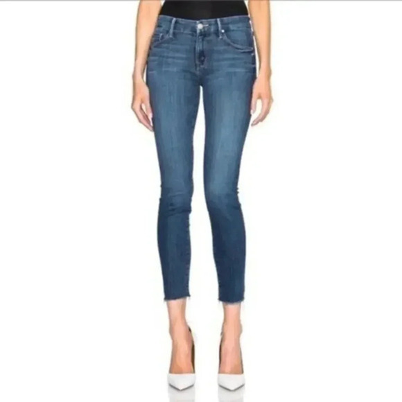 MOTHER Denim - Mother Jeans Womens Looker Ankle Fray Girl Crush Dark Wash Mid Rise Stretch B440